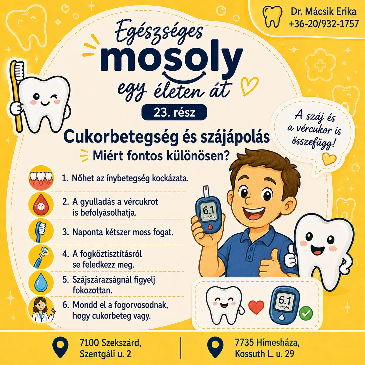 Egészséges mosoly egy életen át – 23. rész: Cukorbetegség és szájápolás – miért különösen fontos?