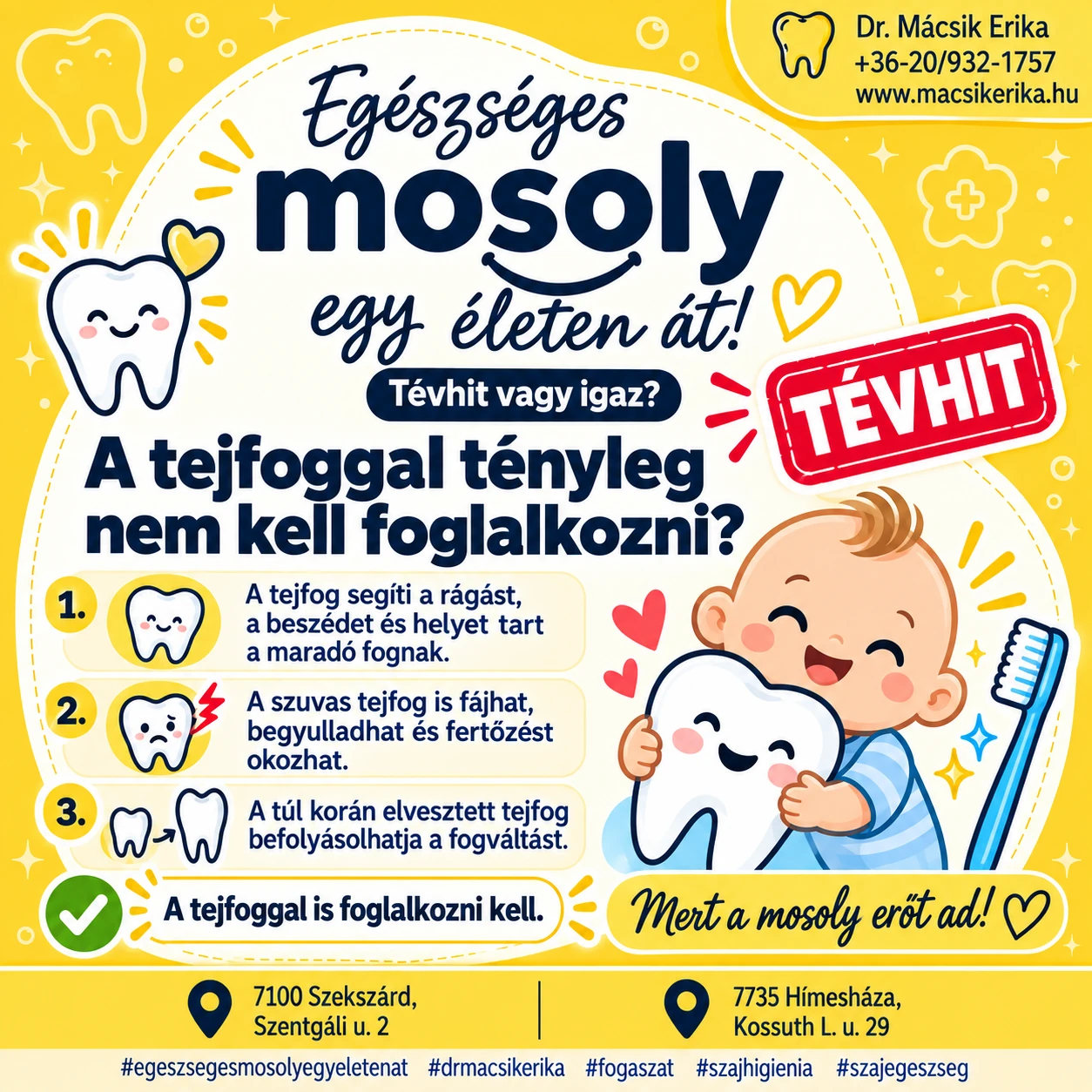 Egészséges mosoly egy életen át – 66. rész: Tévhit vagy igaz? – A tejfoggal tényleg nem kell foglalkozni? 👶🦷